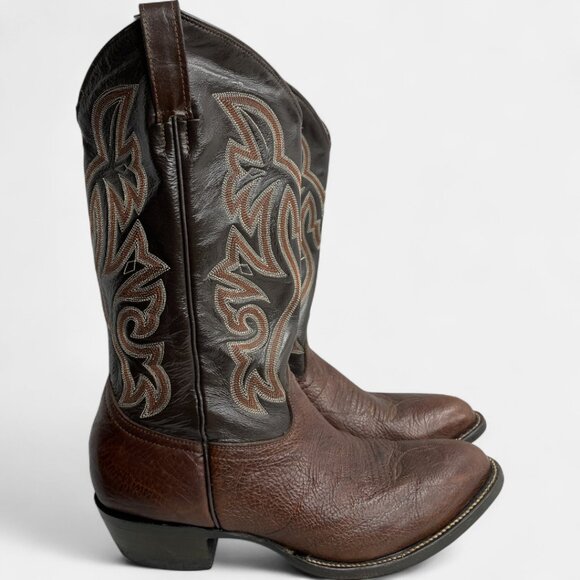 Cowtown Vintage Men's Leather Embordered Brown Western Cowboy Boots Size 9.5 - Picture 2 of 14